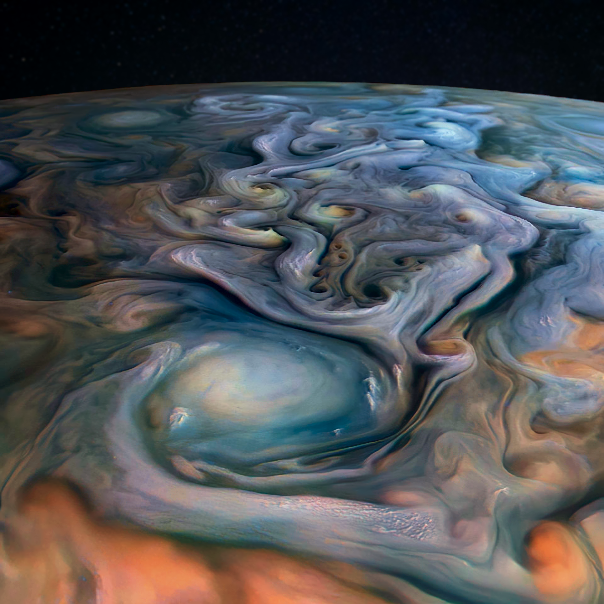 More saturated and larger edit of jupiter clouds picture